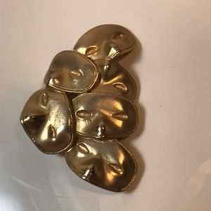 Goldtone opera theater masks brooch
